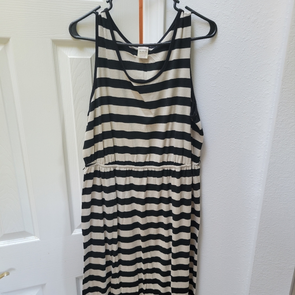 Tan/Black Striped Maxi Dress